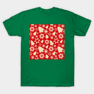 Christmas Bells Pattern (cream-red) T-Shirt